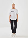 XSIDE ACTIVE Beyaz Bisiklet Yaka Baskılı Kadın Spor Tişört