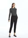 LCWAIKIKI Basic Siyah Bisiklet Yaka Çizgili Kadın Body