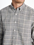 LCWAIKIKI Classic Gri Regular Fit Uzun Kollu Ekose Gabardin Erkek Gömlek