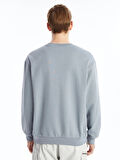 XSIDE Gri Bisiklet Yaka Baskılı Erkek Kalın Sweatshirt