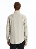 LCWAIKIKI Classic Bej Regular Fit Uzun Kollu Gabardin Erkek Gömlek