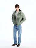 XSIDE Haki Rahat Kalıp Kapüşonlu Erkek Orta Kalın Mont