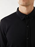 LCW Vision Siyah Slim Fit Uzun Kollu Erkek Gömlek