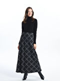 LCW Grace SİYAH Beli Lastikli Desenli Kadın Etek