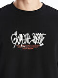 XSIDE SİYAH Bisiklet Yaka Uzun Kollu Baskılı Erkek Kalın Sweatshirt