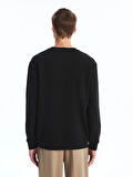 LCW Vision SİYAH Bisiklet Yaka Uzun Kollu Erkek Dokulu Sweatshirt