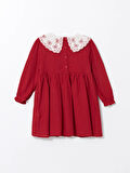 Bebe Yaka Nakışlı Kız Çocuk Elbise_W4HB99Z1-R3M86841478914042-3 Yaş