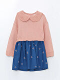 Bebe Yaka Uzun Kollu Çiçekli Kız Çocuk Elbise_W4JP76Z1-GED86841480317934-5 Yaş