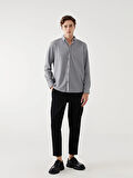 LCW Vision Gri Slim Fit Uzun Kollu Erkek Gömlek