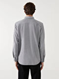 LCW Vision Gri Slim Fit Uzun Kollu Erkek Gömlek