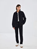 LCW Vision Siyah Oversize Kadın Jean Gömlek Ceket