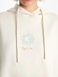 XSIDE Bej Baskılı Oversize Kadın Kalın Hoodie