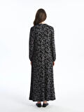 LCW Grace SİYAH Bisiklet Yaka Desenli Kadın Elbise