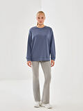 XSIDE ACTIVE İndigo Bisiklet Yaka Oversize Kadın Sweatshirt