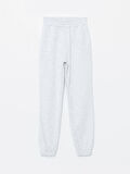 XSIDE ACTIVE Gri Beli Lastikli Kadın Kalın Jogger Spor Eşofman Altı