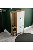 Mezza SET 5042-5032 ROYAL SOL AYNALI 4 KAPAKLI 5 ASKILI 2 RAFLI PORTMANTO SEPET-YUNUS-BEYAZ