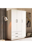 Mezza 3514 WIEN 3 KAPILI DOLAP 2 ÇEKMECELİ 4 RAFLI 1 ASKILI GARDIROP BEYAZ