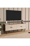 Mezza 4042 DIAMOND METAL AYAKLI TV ÜNİTESİ 150 CM SEPET-TRAVERTEN
