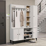 Mezza 5050 VERONA 4 PROFİL KAPAKLI 4 ASKILI 15 RAFLI SOL AYNALI PORTMANTO BEYAZ YUNUS