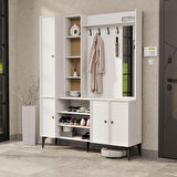 Mezza 5051 VERONA 4 PROFİL KAPAKLI 4 ASKILI 15 RAFLI SAĞ AYNALI PORTMANTO BEYAZ YUNUS
