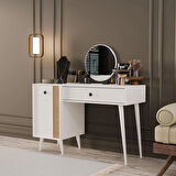 Mezza 2242 LOVE AYNALI(AHŞAP AYAKLI)MDF PROFİL ÇERÇEVELİ ÇEKMECELİ KAPAKLI 120CM MAKYAJ MASASI BEYAZ YUNUS