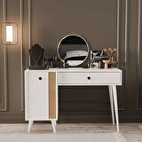 Mezza 2242 LOVE AYNALI(AHŞAP AYAKLI)MDF PROFİL ÇERÇEVELİ ÇEKMECELİ KAPAKLI 120CM MAKYAJ MASASI BEYAZ YUNUS