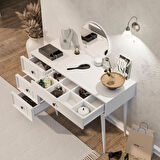 Mezza 2250 ROSE AYNALI (AHŞAP AYAKLI)MDF PROFİL ÇERÇEVELİ 4 ÇEKMECELİ 120 CM MAKYAJ MASASI BEYAZ