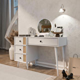 Mezza 2252 ROSE AYNALI (AHŞAP AYAKLI)MDF PROFİL ÇERÇEVELİ 4 ÇEKMECELİ 120 CM MAKYAJ MASASI BEYAZ-YUNUS