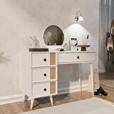 Mezza 2252 ROSE AYNALI (AHŞAP AYAKLI)MDF PROFİL ÇERÇEVELİ 4 ÇEKMECELİ 120 CM MAKYAJ MASASI BEYAZ-YUNUS
