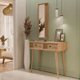 Mezza 6024 LUNA (AHŞAP AYAKLI) MDF PROFİL ÇERÇEVELİ 2 ÇEKMECELİ AYNALI DRESUAR SEPET-YUNUS
