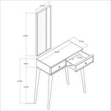 Mezza 6024 LUNA (AHŞAP AYAKLI) MDF PROFİL ÇERÇEVELİ 2 ÇEKMECELİ AYNALI DRESUAR SEPET-YUNUS