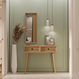 Mezza 6024 LUNA (AHŞAP AYAKLI) MDF PROFİL ÇERÇEVELİ 2 ÇEKMECELİ AYNALI DRESUAR SEPET-YUNUS
