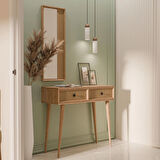 Mezza 6024 LUNA (AHŞAP AYAKLI) MDF PROFİL ÇERÇEVELİ 2 ÇEKMECELİ AYNALI DRESUAR SEPET-YUNUS