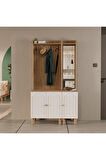 Mezza SET 5072-5088 RAPSODY SAĞ AYNALI 3 KAPAKLI (MEMBRAN) 4 ASKILI BOHEM PORTMANTO SEPET-BEYAZ
