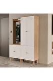 Mezza SET 5080-5084 RAPSODY SOL AYNALI 6 KAPAKLI (MEMBRAN) 7 ASKILI BOHEM PORTMANTO SEPET-BEYAZ