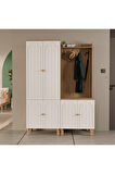 Mezza Set 5084-5072 Rapsody 6 Kapaklı (MEMBRAN) 9 Askılı Bohem Portmanto Sepet-beyaz