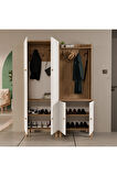 Mezza Set 5084-5072 Rapsody 6 Kapaklı (MEMBRAN) 9 Askılı Bohem Portmanto Sepet-beyaz