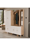 Mezza SET 5084-5072-5088 RAPSODY SAĞ AYNALI 7 KAPAKLI (MEMBRAN) 9 ASKILI BOHEM PORTMANTO SEPET-BEYAZ