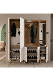 Mezza SET 5084-5072-5088 RAPSODY SAĞ AYNALI 7 KAPAKLI (MEMBRAN) 9 ASKILI BOHEM PORTMANTO SEPET-BEYAZ