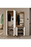 Mezza Set 5084-5076 Rapsody Sağ Aynalı 6 Kapaklı (MEMBRAN) 7 Askılı Bohem Portmanto Sepet-beyaz