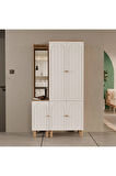 Mezza Set 5089-5084 Rapsody Sol Aynalı 5 Kapaklı (MEMBRAN) 5 Askılı Bohem Portmanto Sepet-beyaz