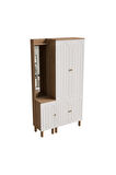 Mezza Set 5089-5084 Rapsody Sol Aynalı 5 Kapaklı (MEMBRAN) 5 Askılı Bohem Portmanto Sepet-beyaz