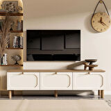 Mezza 1280 Monza 180 Cm (Membran MDF Kapaklı) Bohem Tv Ünitesi Sepet-Beyaz