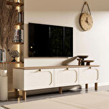 Mezza 1280 Monza 180 Cm (Membran MDF Kapaklı) Bohem Tv Ünitesi Sepet-Beyaz