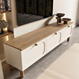 Mezza 1280 Monza 180 Cm (Membran MDF Kapaklı) Bohem Tv Ünitesi Sepet-Beyaz