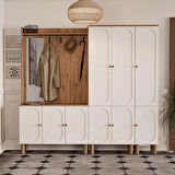 Mezza SET 5090-5094-5093 Roma Sol Aynalı 9 Kapaklı (MEMBRAN) 9 Askılı Raflı Bohem Portmanto Atlantik Çam