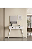 6021 LUNA (AHŞAP AYAKLI) MDF PROFİL ÇERÇEVELİ 2 ÇEKMECELİ DRESUAR BEYAZ