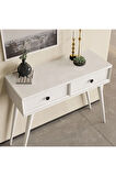 6021 LUNA (AHŞAP AYAKLI) MDF PROFİL ÇERÇEVELİ 2 ÇEKMECELİ DRESUAR BEYAZ