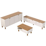 Set 1280-2100-1700 Monza Membran (Mdf Kapaklı) Bohem Tv Ünitesi-Orta Sehpa-Konsol Seti Sepet-Beyaz