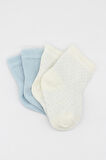 Bistyle Organik 2li Puan Derby Penye Soket Çorap BS2000 Mavi Ekru